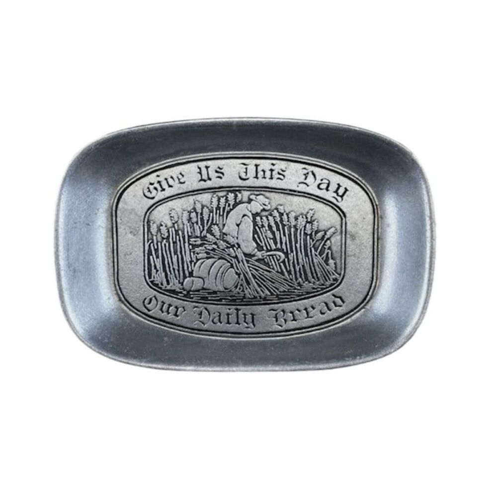 Vintage Wilton Armetale Pewter Give Us This Day Our Daily Bread Bread Plate Tray